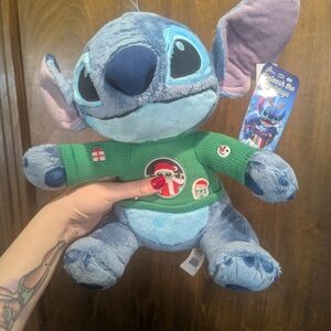 Disney Stitch Plush in Festive Green Outfit